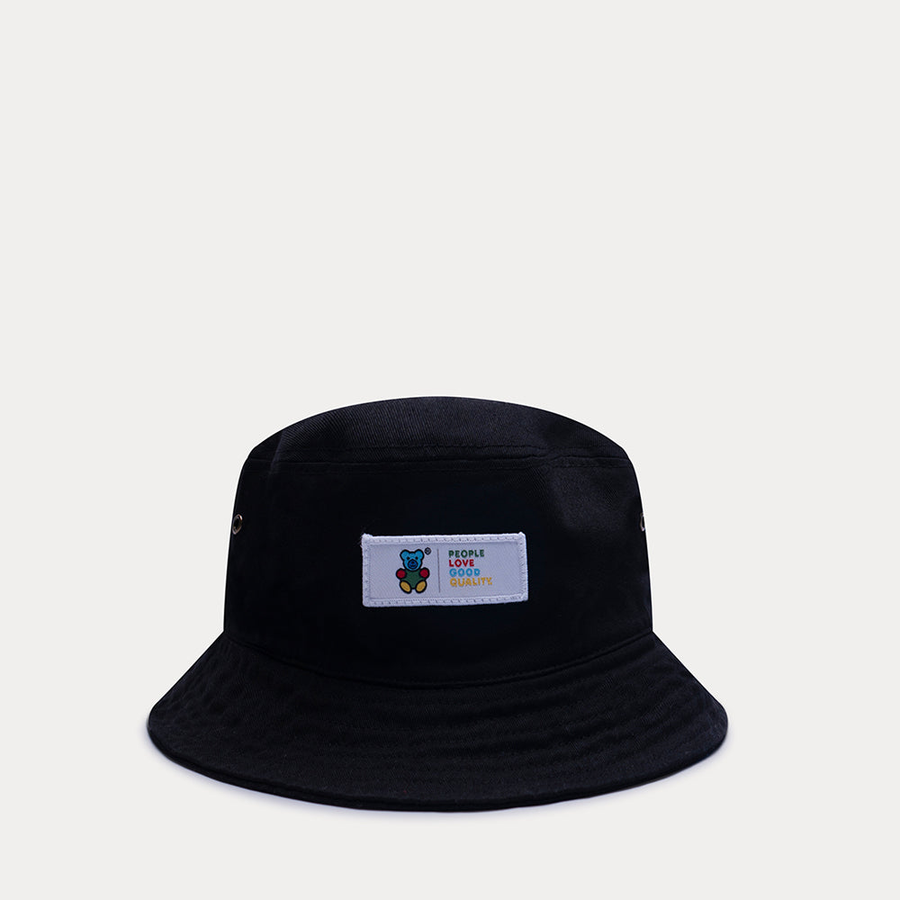 BLACK SIGNATURE BEAR PATCH BUCKET HAT