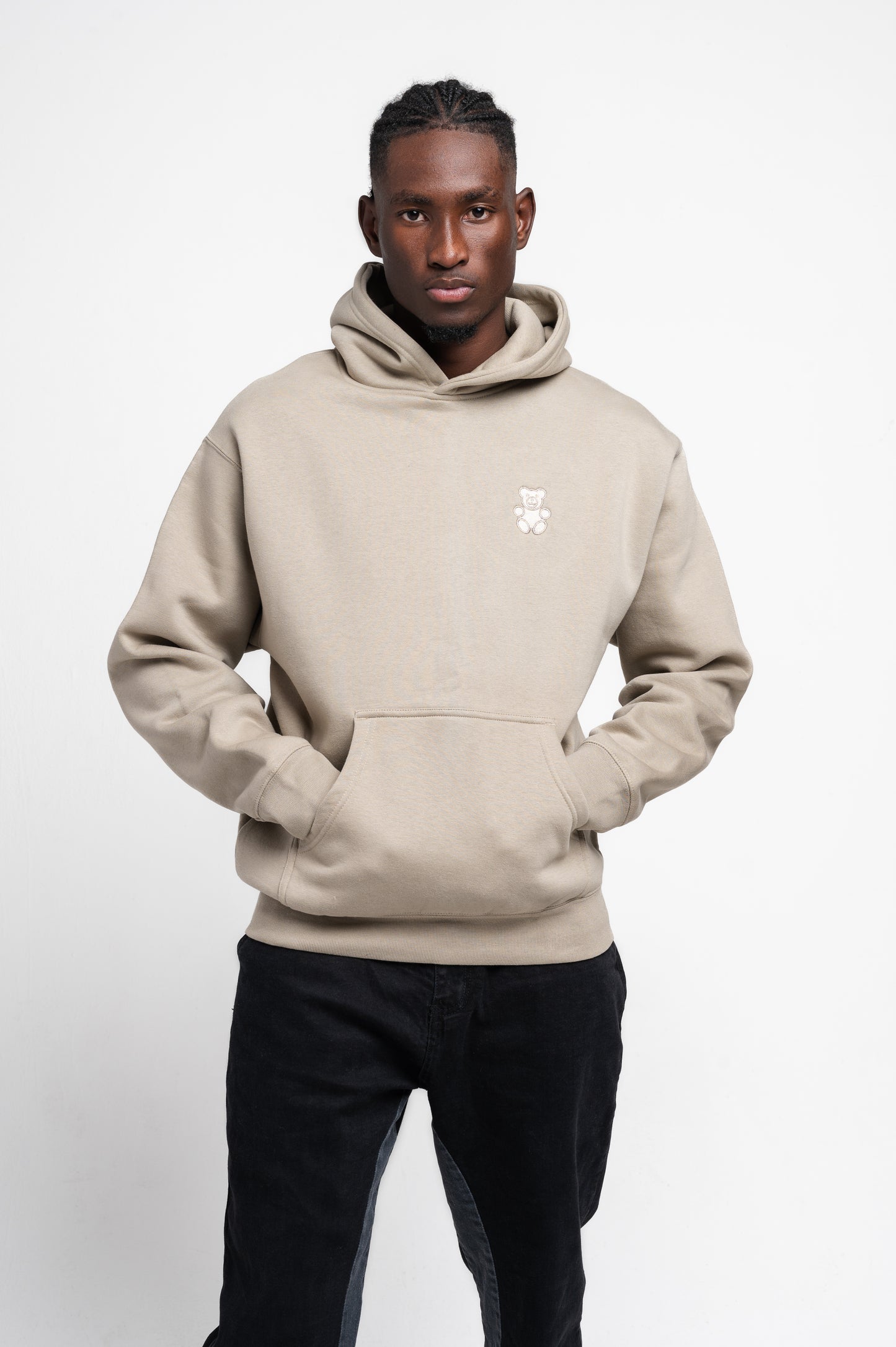 TONE ON TONE BEAR EMBROIDERY HOODIE