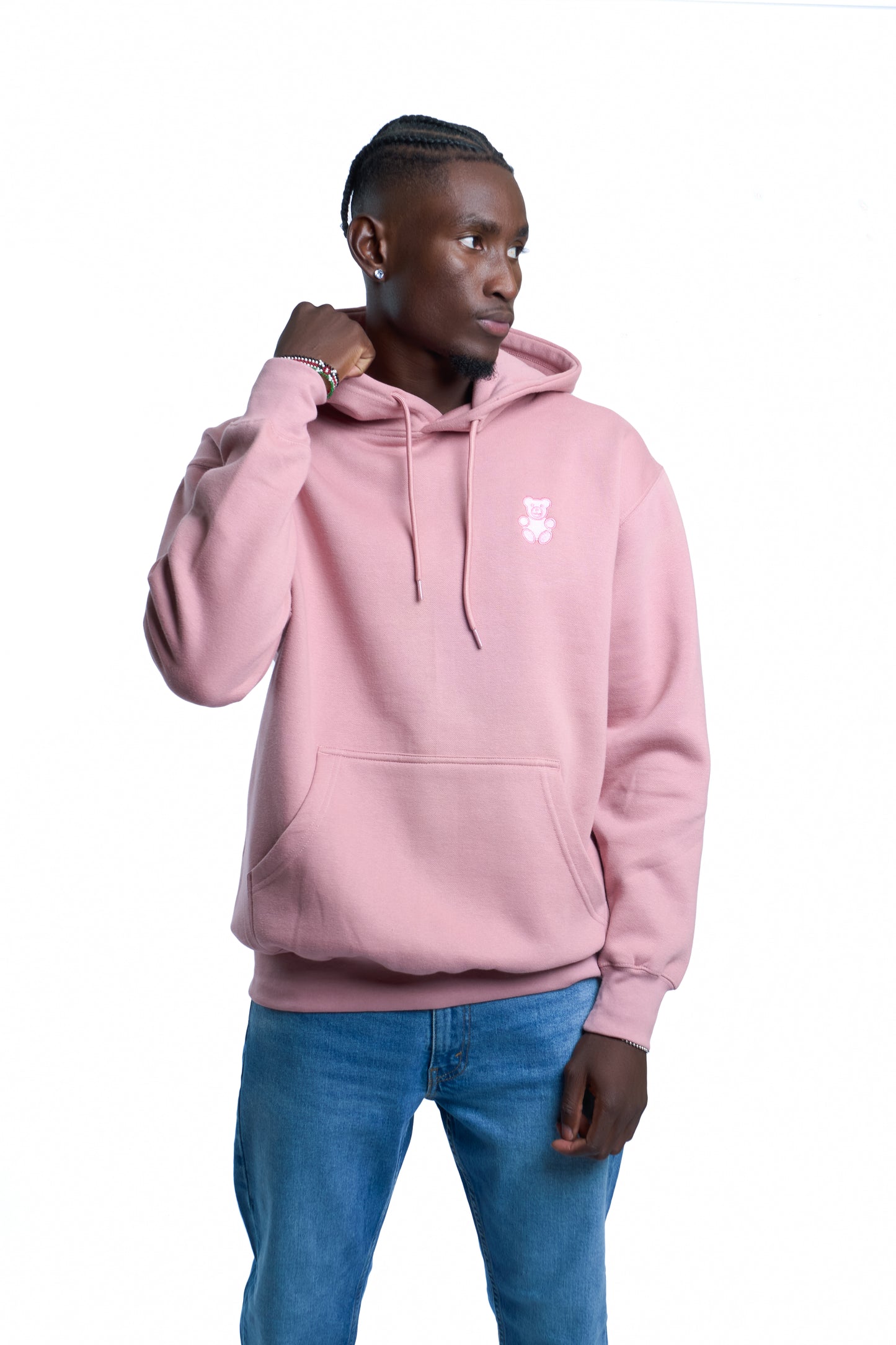 TONE ON TONE EMBROID BEAR HOODIE